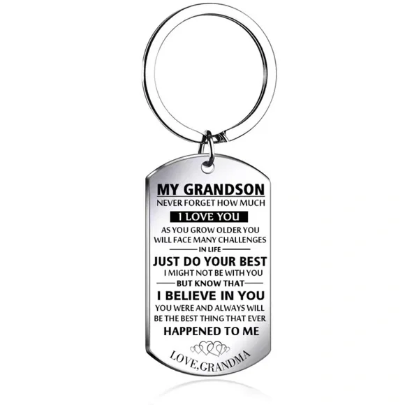 Engraved Grandmother to Grandson Keychain, Grandma Keychain, Grandson Keychain - Picture 3 of 4